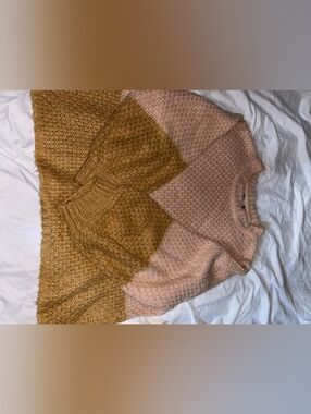 Volcom Two-Tone Crewneck Sweater in Blush & Mustard